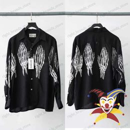 Men's Casual Shirts Long Sleeve WACKO MARIA Men Women 1 1 Top Quality HAWAIIAN SHIRT Skull Ghost Palm Claw Print Shirt T230707