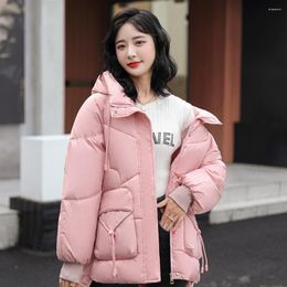 Women's Trench Coats Thick Hooded Cotton Padded Jacket Women 2023 Short Winter Korean Loose Puffer Parkas Casual Clothes Female Outwear
