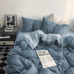 Bedding Sets YanYangTian Bed Linen Washed Cotton Four-Piece Sheets Set Comfort Solid Color Simple Couple Quilt Cover