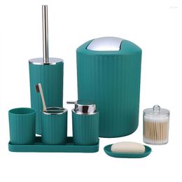Bath Accessory Set 8PCS Bathroom Accessories With Soap Dispenser Dish Toothbrush Holder Washing Cup Toilet Brush Trash Supplies