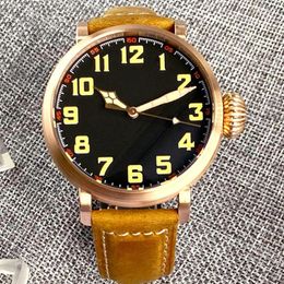 Wristwatches Tandorio 46.5mm Japan NH35A/PT5000 Auto Men Watch Military Big CUSN8 Solid Bronze Leather Strap Sapphire Glass Green Luminous