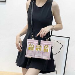 Box bag, makeup bag, acrylic house bag, portable one shoulder crossbody bag, small square bag, shaped bag 230707