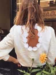Women's Blouses Gypsylady Elegant Chic Summer Shirt Floral Embroidery Cotton White Hollow Out Women Blouse Sexy Ladies Top Blusas
