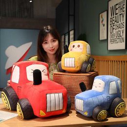 Stuffed Plush Animals Kawaii Tractor Peluche Toys Lovely Simulation Car Plush Dolls Stuffed Soft Cartoon Tractor Pillow Boys Creative Birthday Gift K L230707