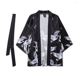 Men's Casual Shirts 2023 Vintage For Men Summer Japanese Five Point Sleeves Kimono Mens And Womens Cloak Jacke Top Blouse Robe Kimomo