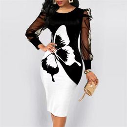 Casual Dresses Beautiful Autumn Dress Hip Wrap Hidden Zipper Evening Flower Patchwork Colour Slim