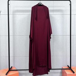 Ethnic Clothing 2023 Spring Summer Muslim Women Polyester Solid Colour Long Abaya Dubai Dress Abayas For With Headscarf
