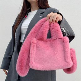 Shopping Bags Plush Faux Fur Handbags Factory Wholesale Supply Women Crossbody Shoulder Single Strap