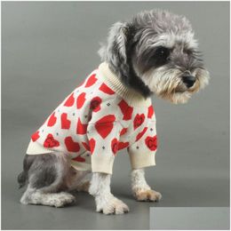 Dog Apparel Baroque Heart Pattern Pet Sweaters Fashion Letter Embroidery Teddy Sweater Party Banquet Lovely Pets Plover Dhhwi