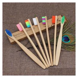 Disposable Toothbrushes Bamboo Toothbrush Environmental Protection Log Brush Carbon Grinding Point Silk Travel El Tooth T9I00224 Dro Dh2M5