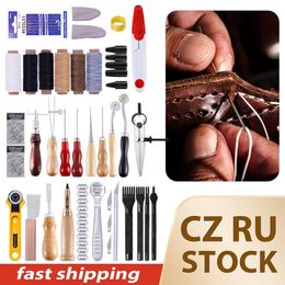 Cross-Stitch 61pcs Professional Leather Craft Tools Kit Home Hand Sewing Ing Punch Carving Work Saddle Leathercraft Diy Accessories