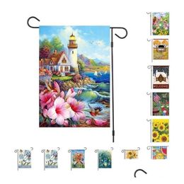 Banner Flags Butterfly Spring Flag Linen Garden Double Sided Printing Home Outdoor Thanksgiving Party Supplies 11Style T2I51931 Drop Dhtm8