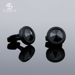 Cuff Links Cuff Links for Men TOMYE XK19S126 High Quality Matte Black Round Formal Casual Unique Dress Shirt Wedding Cufflinks for Gifts 230706