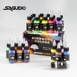 Body Paint Airbrush Acrylic Painting 24x30ml Colour With Strong Adhesion and Waterproof for Nails Shoes Art Creation Paints 230706