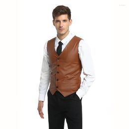 Men's Vests Arrival Summer Mens Vest Fashion PU Leather V-Neck Collar For Men Slim Fit Single Breasted Chaleco Hombre Plus Size