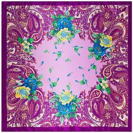 Scarves 90x90cm Bohemian Cashew Nuts Printed Imitation Silk Scarf Women Fashion NeckerChief Bandana Square Muslim Headscarf Gift