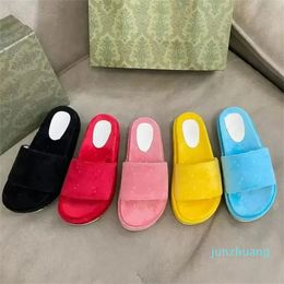 Designer - Slipper Thick Bottom Suede Flip Flop Rubber Sole Summer Slipper Slide Womens Slippers Beach Scuffs Sandals