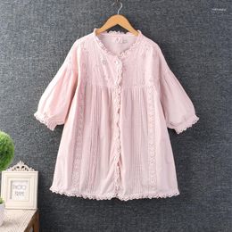 Women's Blouses Summer Sweet Cotton Lace Spliced Solid Colour Embroidered Shirt Women Short Sleeve Single Breasted Top