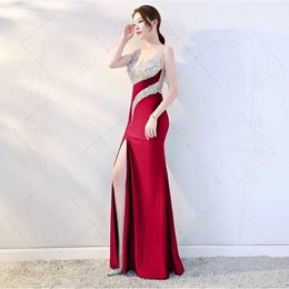 Urban Sexy Dresses Elegant V Neck Evening Red Dress for Womens Fashion Trends Sequins Clothing Backless Dresses Night Long Luxury Party Ladies 230706