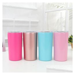 Mugs 304 Stainless Steel Small Straight Cup Outdoor 12Oz Coffee Insation With Lid Double Wall Vacuum Insated T9I0083 Drop Delivery H Dhpek