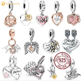 925 Sterling Silver for pandora charms authentic bead Heart Mom Family Dangle Dream Catcher Beads