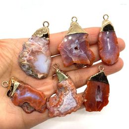 Pendant Necklaces Natural Stone Agate Irregular Necklace Red Crystal Hole Jewellery Making DIY 20x40-30x50mm