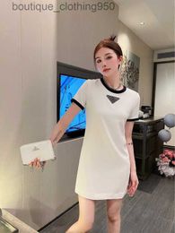 Designer Casual Dresses for women Chaopai Gaoding 23ss New Contrast Color Dress Triangle Label Hot Diamond Slim Fit Polo Dress Womens Short Skirt