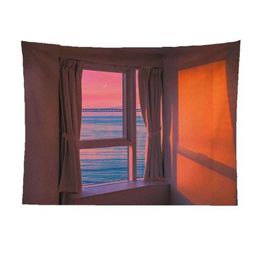 Tapestries Imitation Window Scenery Decoration Tapestry Wall Hanging Background Cloth Wall Art Decoration Room Aesthetics Home Decoration