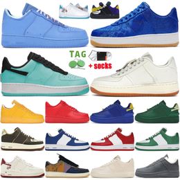 2023 Designer Low Cut 1 Mens Running Shoes Fashion Skateboard AF 1 One University Blue Silk Game Royal Sail Ambush Pine Green Tiffany Women Sneakers Platform Trainers