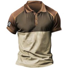 Men's Polos Retro Men's Polo 3d Simple Printed Polo Shirt Summer Lapel T-Shirt Short-Sleeved Casual Retro Polo Tops Premium Men's Clothing 230706