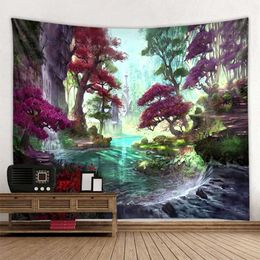 Tapestries Fantasy World Tapestry Fairy Tales Forest Wall Hanging Landscape Decoration Blanket Room Art