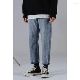 Men's Jeans Fashion Streetwear Men Vintage Loose Fit Baggy Ankle-length Straight Denim Pants Homme Male Trousers H102