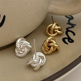 Dress Lispector Sterling Sier Korean Knotted Stud Earrings for Women Delicate Geometric Irregular Earrings Female Jewellery Gifts
