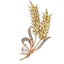 Brooches JINGLANG Fashion Gold Color Wheat Ears Pins Rhinestone For Women And Men Party Clothes Decoration Jewelry