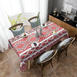 Table Cloth Red Black Pattern Leaves Waterproof Tablecloth Living Room Dining Coffee Cover Outdoor Picnic