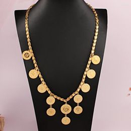Pendant Necklaces Ottoman Emperor Coin Necklace Gold Plated Ethnic Wedding Jewellery For Bride Vintage Handmade Chain Collares Para Mujer