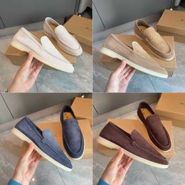 loro piano Low Designer Shoes Loafers Mens Casual Shoes Flat Suede Cow Leather Oxfords Moccasins Rubber Sole Mens Casual Shoes