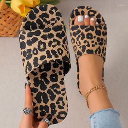 Slippers Leopard Flats Women Shoes Summer Sandals 2023 Fashion Walking Flip Flops Casual Beach Slingback Mujer Slides