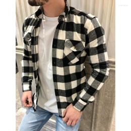 Men's Casual Shirts Brand Shirt Fall Plaid 2023 Smart Male Busin Office Long Sleeve High Quality Clothes