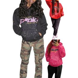 Womens Hoodies Sweatshirts Men Full Zip Up Spider 555 Graphic Y2k Goth Designer Oversized Jacket Streetwear 230706