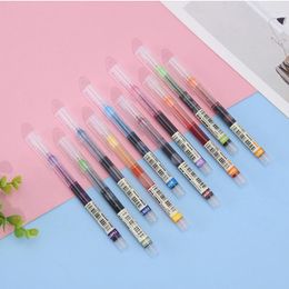 10pcs Straight Liquid Gel Pen Quick-drying Large-capacity Colourful Pens 0.5mm Rollerball School Office Stationery