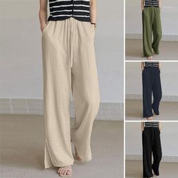 Women's Pants Elijah Fashion Women Wide Leg Trousers Spring Casual Elastic Waist Solid Loose Long Pantalon Oversize Holiday Palazzo 2023