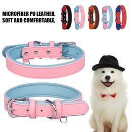 Dog Collars Small Medium Large Dogs Pug Collar Ultra Soft D-Rings Design Microfiber Faux Leather Anti-lost For Outdoor