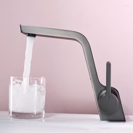 Bathroom Sink Faucets Est Fashion Design Brass Faucet Black/Gun Gray Basin Mixer Tap One Handle Hole High Quality Modern