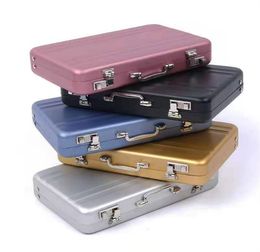 Vintage Mini Aluminum Briefcase Suitcase Business Name Credit Card Holder Case Code box style business card case JL1500