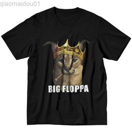 Men's T-Shirts Big Floppa Rapper King Crown Tee Poppa Meme T Shirt Men Pre-shrunk Cotton Tshirt Short Sleeve Caracal Cat T-shirt Clothing Gift L230707