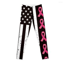 Active Pants Pink Ribbon Breast Cancer Awareness Flag Hope Strength Courage Gift Tee Leggings Yoga Clothes