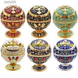 Ashtrays Creative personality Ashtray with cover windproof household Globe decorative metal cigarette cup T230707