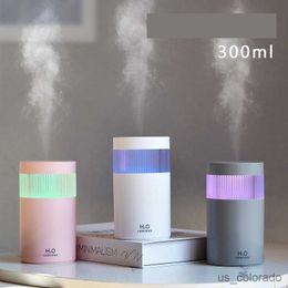 Humidifiers 300ML Mini Car Air Humidifier Portable Air With LED Night Light Modes USB Power Oil Diffuser For Car Interior Accessories R230707