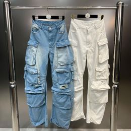 Women's Pants PREPOMP 2023 Spring Arrival Vintage Ripped Holes Multi Pockets Denim Cargo Women Long Jeans GH448